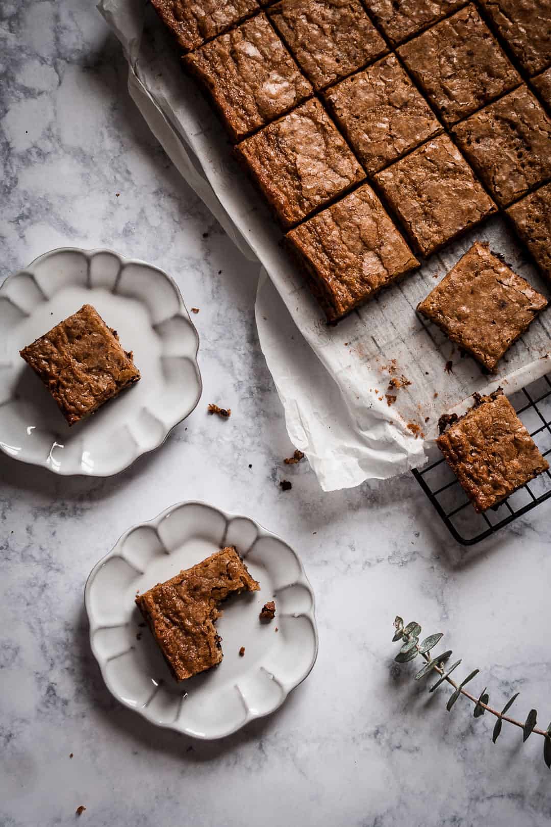 butterscotch dark chocolate bars on a marble surface