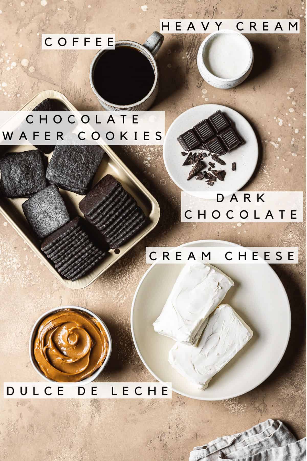 Ingredients in containers for chocotorta.