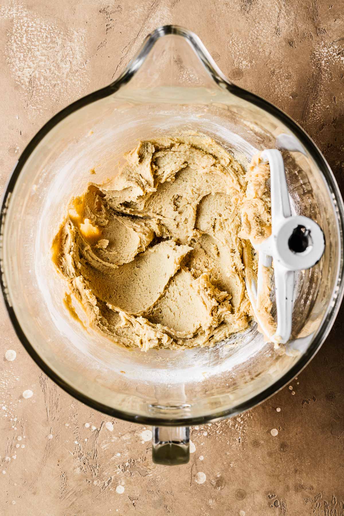 Dough for mango cookies with dry ingredients added.