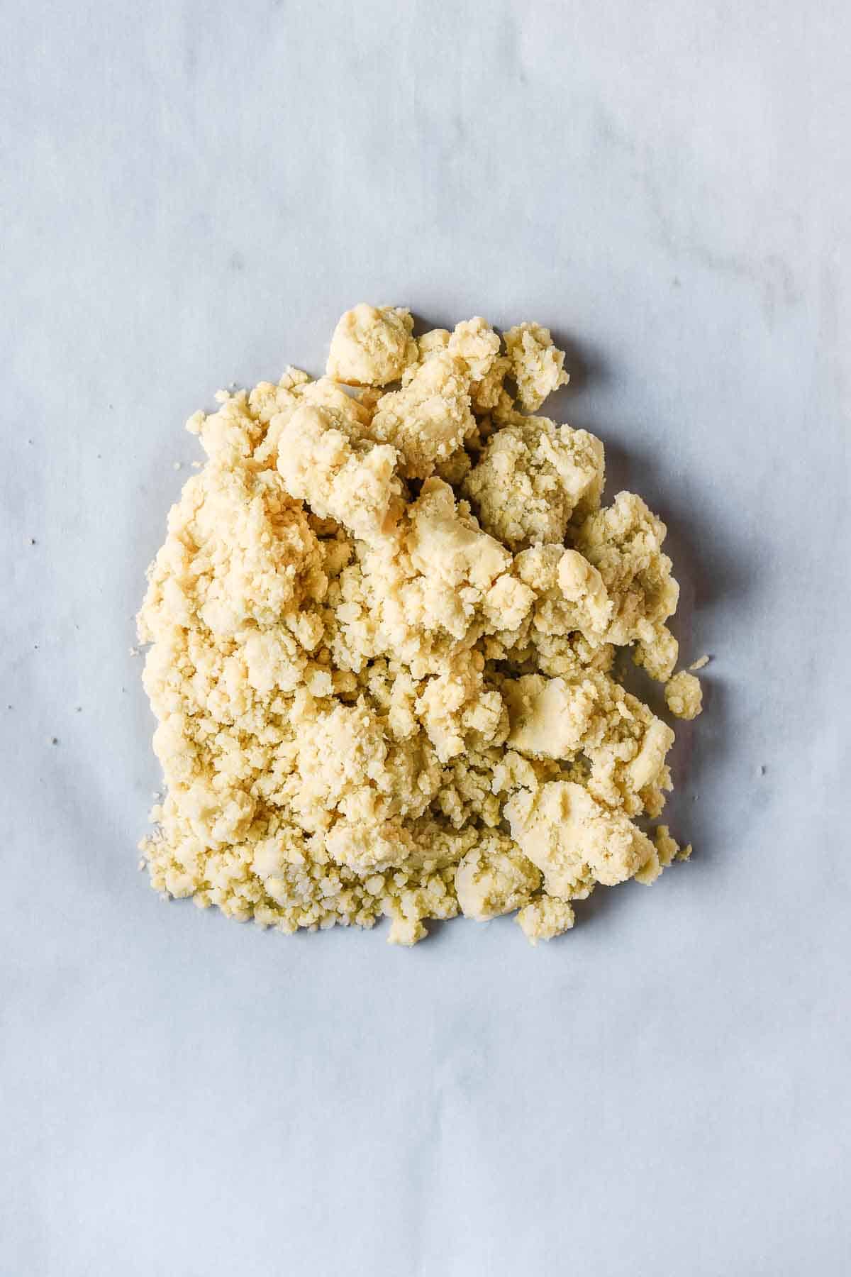 Dough mixed and placed onto parchment paper.