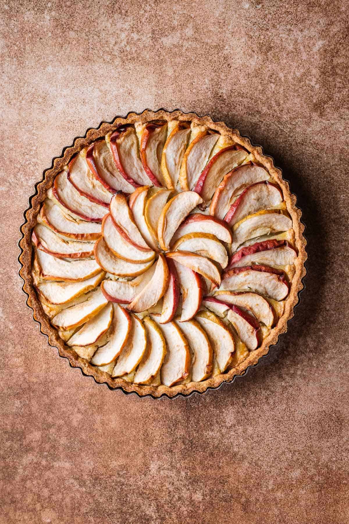 A baked apple frangipane tart.